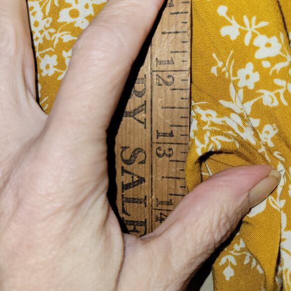 New Abercrombie & Fitch Women Flowers Floral Yellow Mustard Wide Leg Pants S - Picture 3 of 7